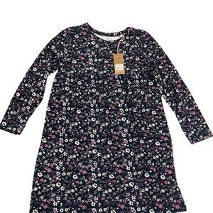 Tailor Vintage Dress Girls Size 10 Navy Floral Long Sleeve A-Line Shift